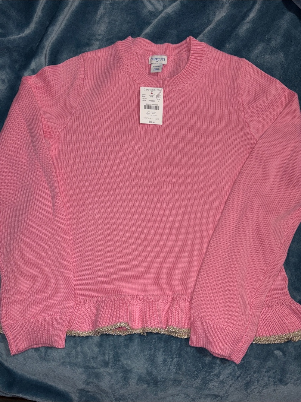 Crewcuts Pink Ribbed Crewneck Sweater